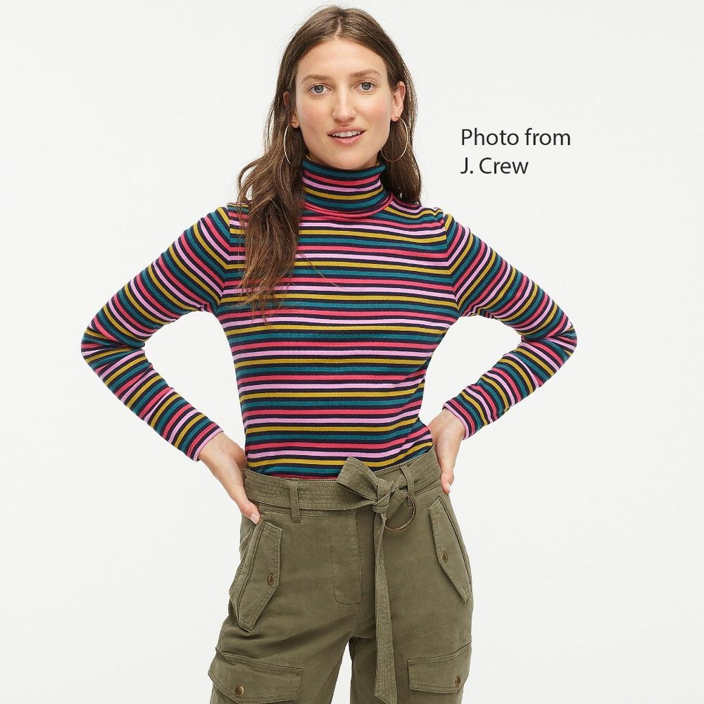 J. CREW Perfect Fit Stripe Turtleneck - Multicolor - Jewel colors - Never worn.